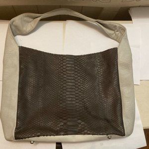 Hobo bag genuine brown python genuine leather trim sample sale